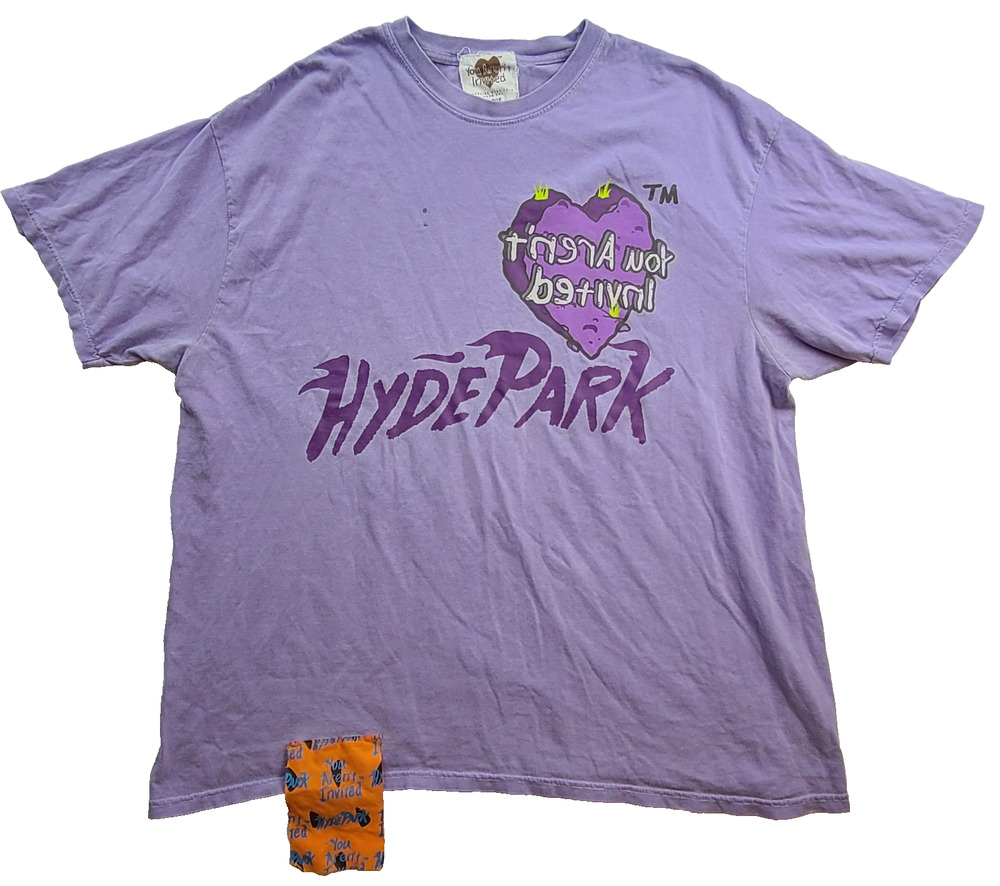 Hyde Park “You Aren’t Invited” T Shirt Mens Purple Size XXL Double Sided Graphic